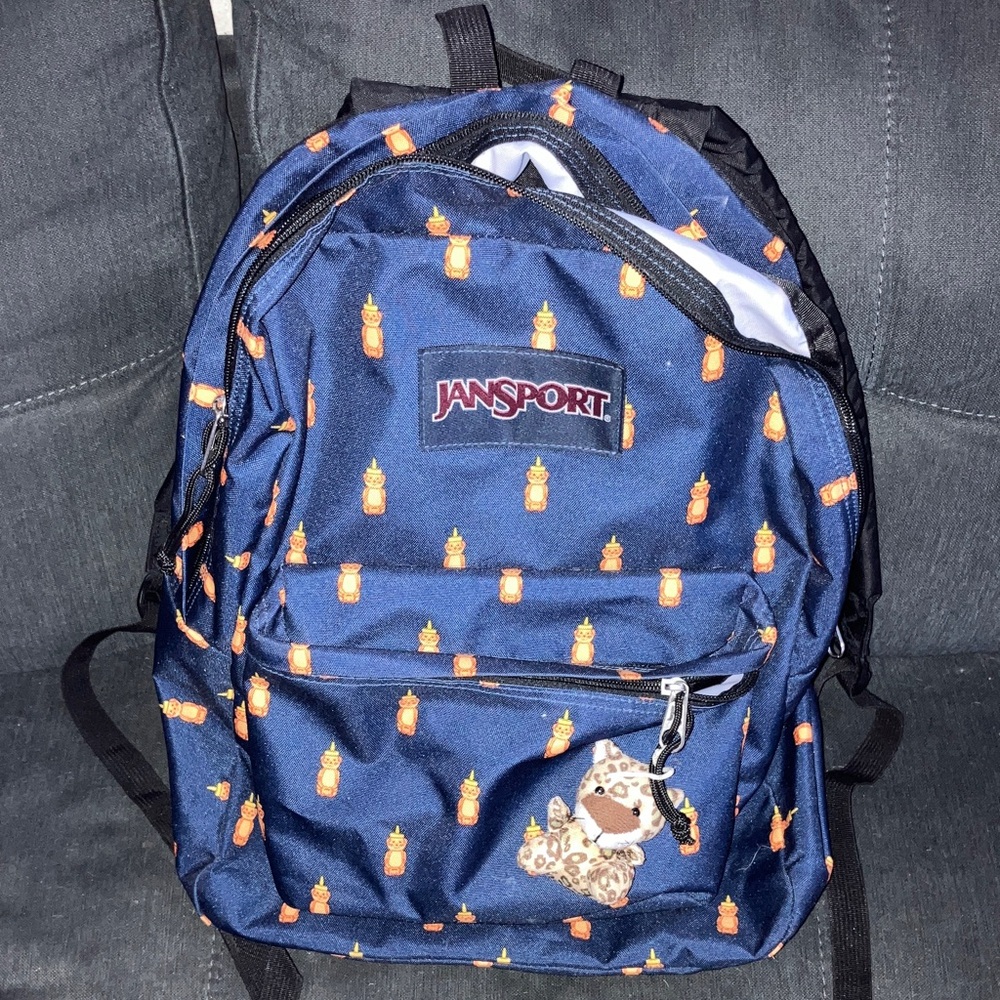 Jansport Blue Backpack with Orange Accents